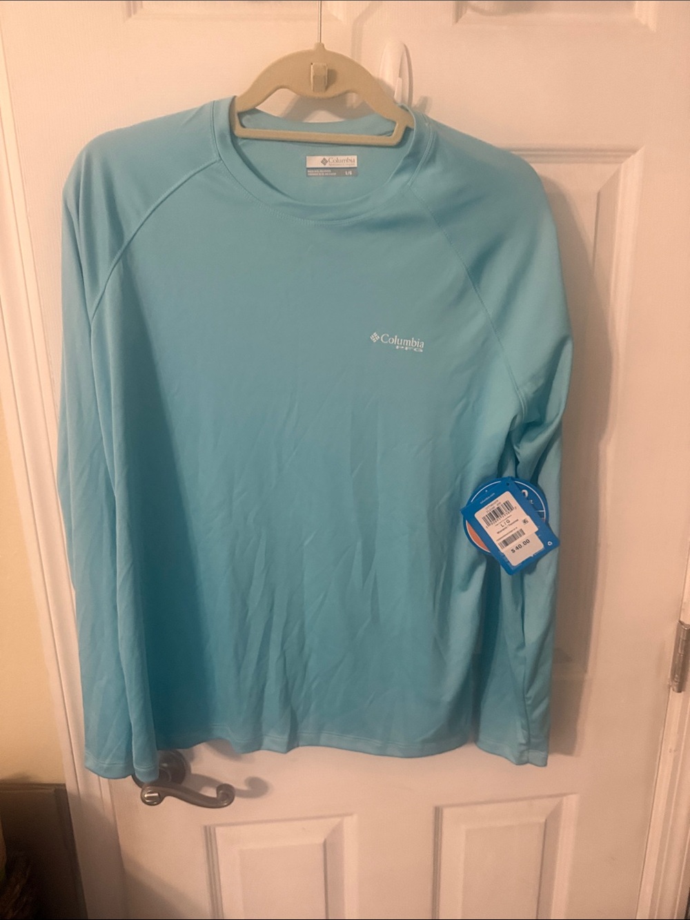 Columbia Men’s Long-Sleeve Swim Rash Guard - Aqua Blue